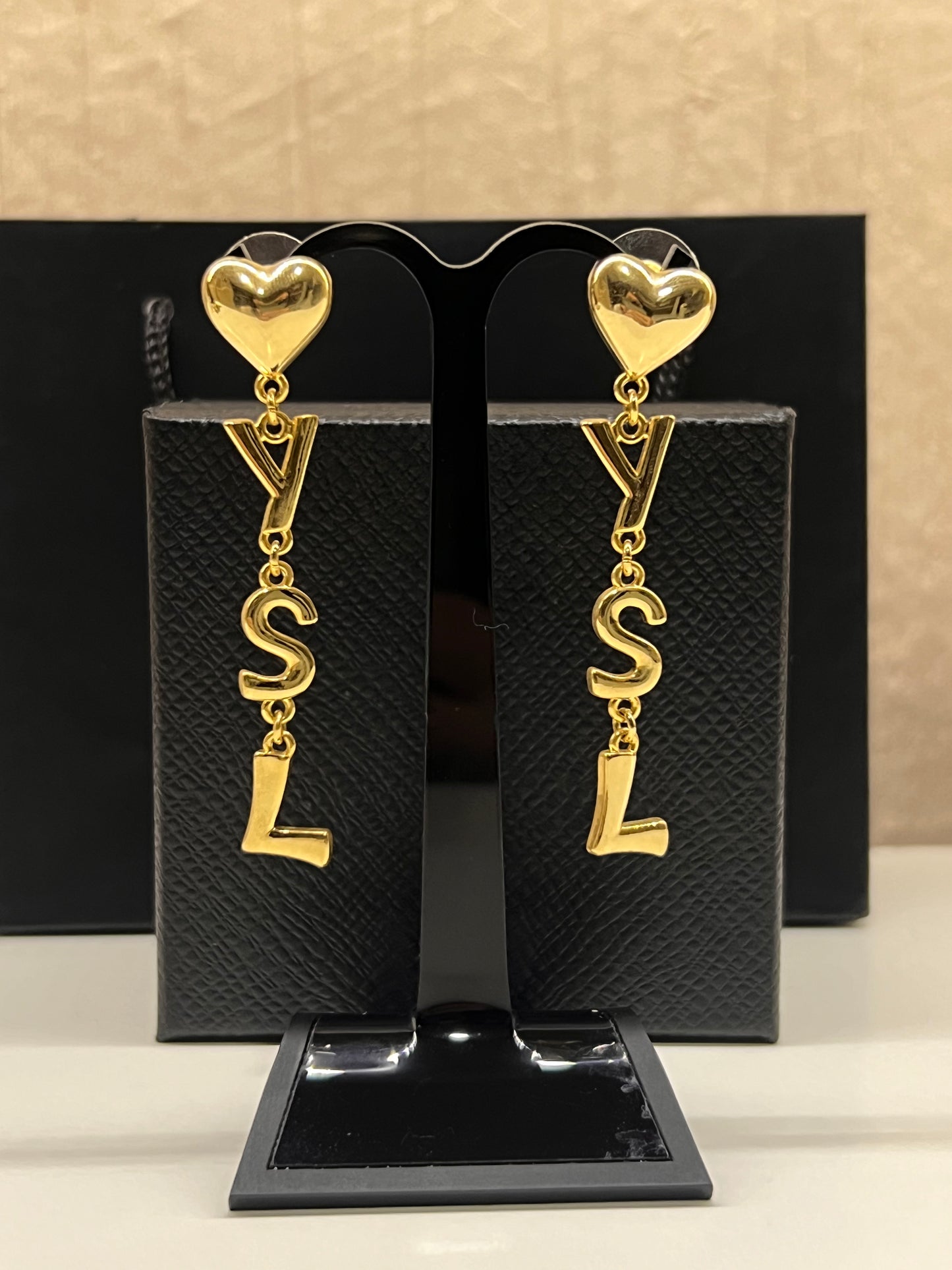 Aretes Ysl Corazon Colgante