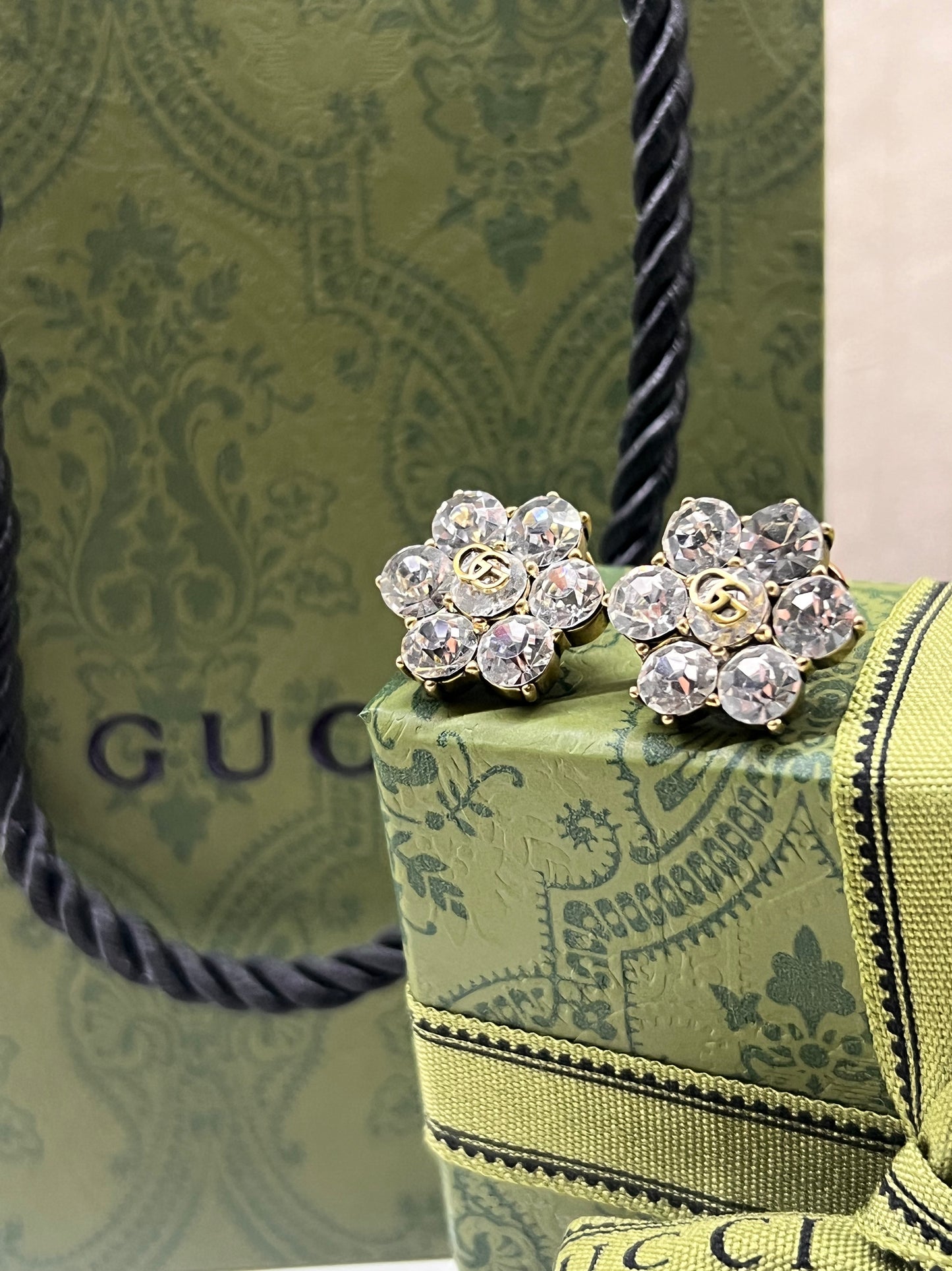 Aretes Gucci Flor Cristal Double