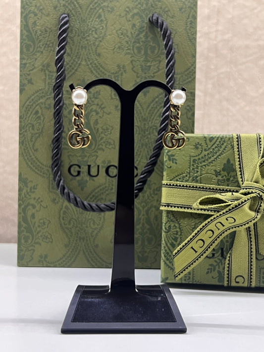 Aretes Gucci Con Perla Cadena