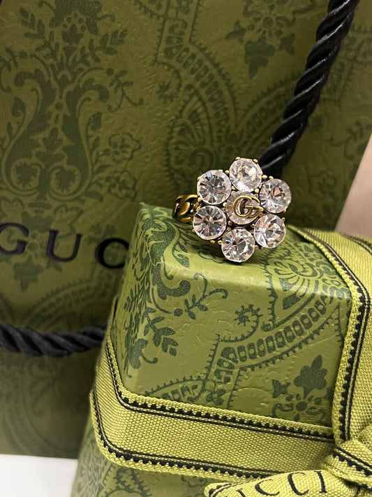 Anillo Gucci Flor Cristal Double