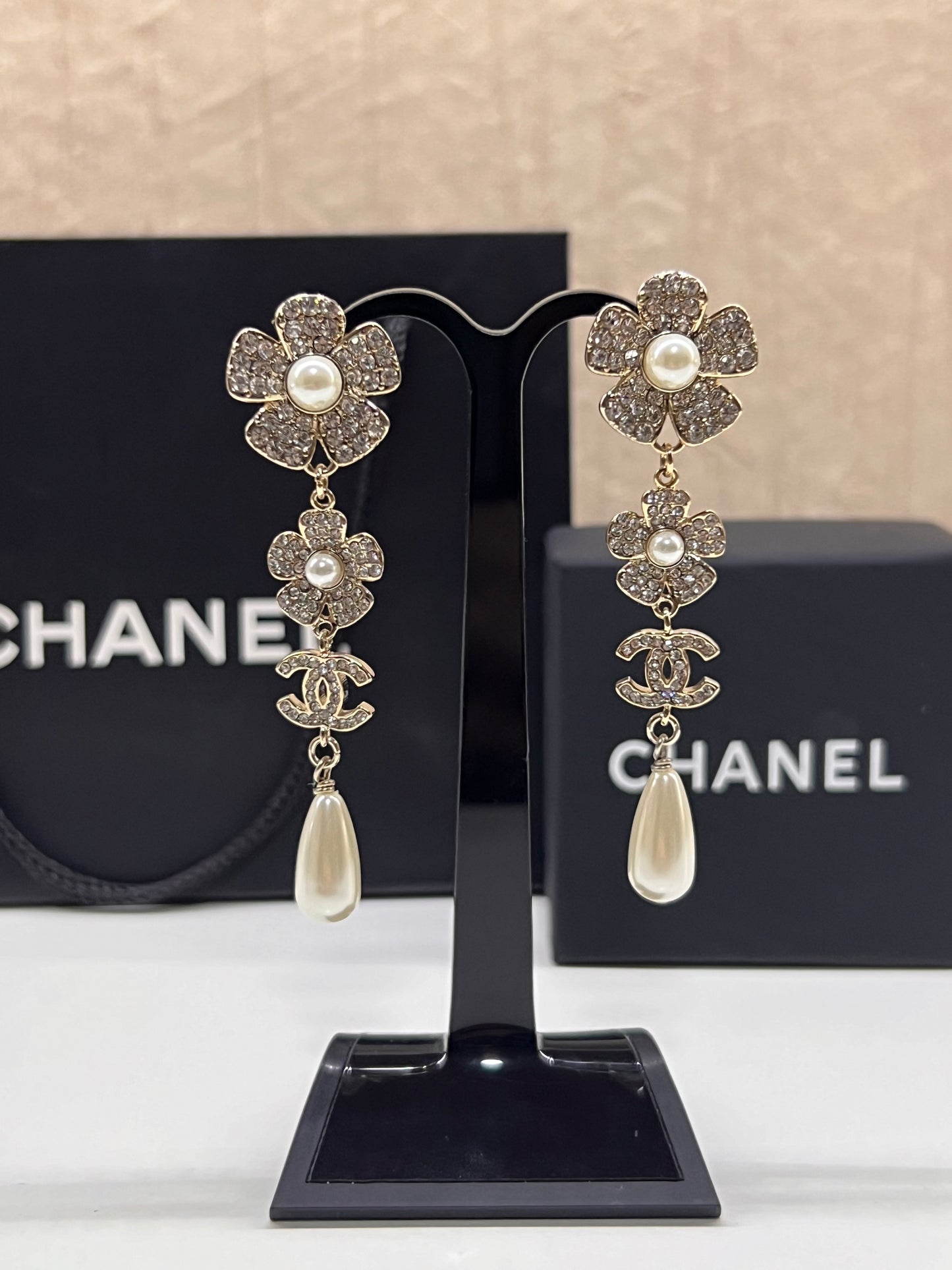 Aretes Chanel Doble Flor