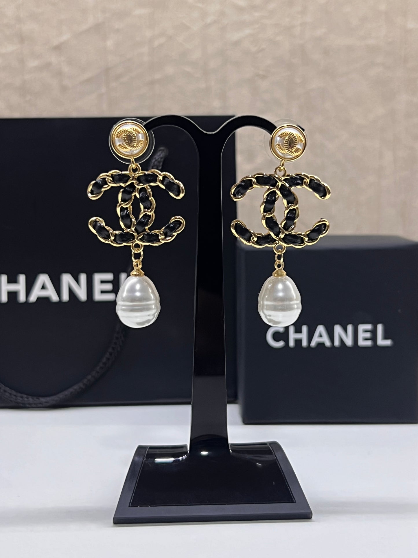 Aretes Chanel Logos Trenzados Colgantes