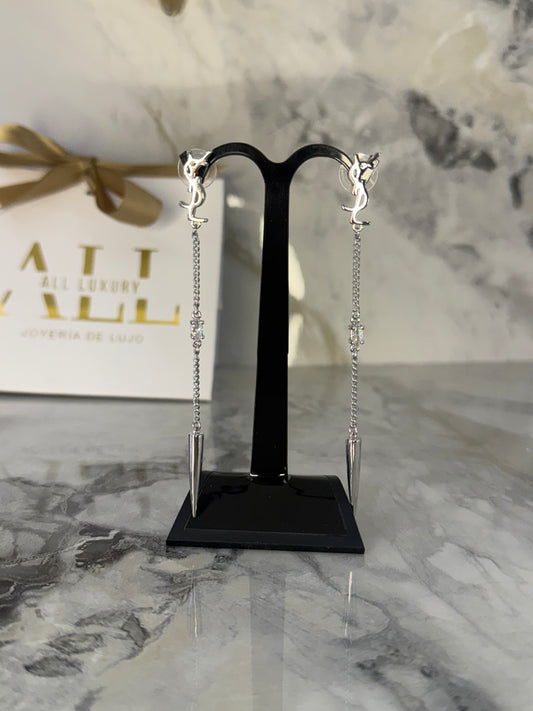 aretes ysl cadena